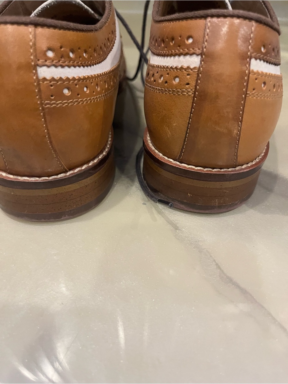 Johnston & Murphy Brown and White Leather Wingtip Oxfords - Picture 3 of 4